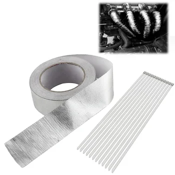 

25m/82ft Silver Motorcycle Exhaust Header Pipe Manifold Insulation Thermal Wrap Tape Car Interior