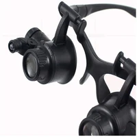 Lupa do okularów, 10X 15X 20X 25X okulary powiększające z lampą Led i czterema obiektywami, lupa podświetlana lupa okulary trzecia ręka 5