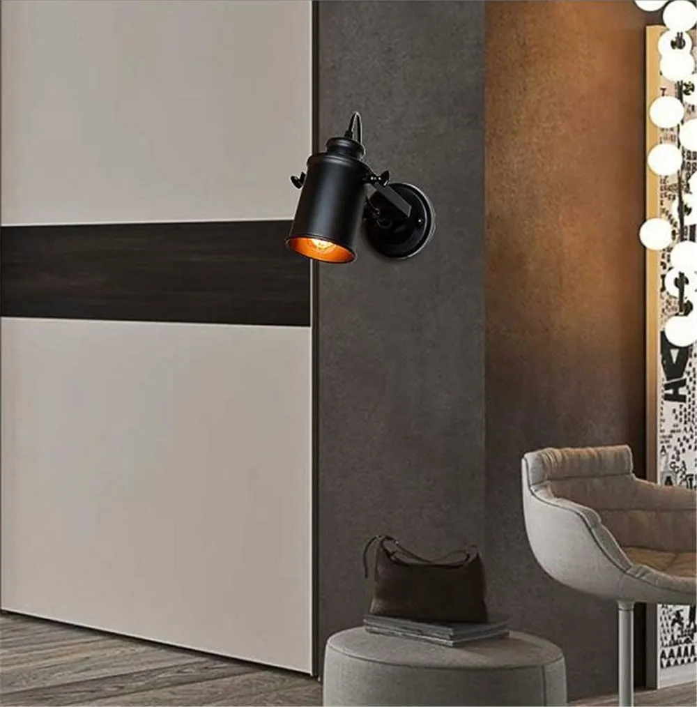 American Retro LED Wall Lamp Loft Style Adjust Sconce Wall Lights Black Rust Iron Light Home Decor Lighting Vintage Luminaire (2)