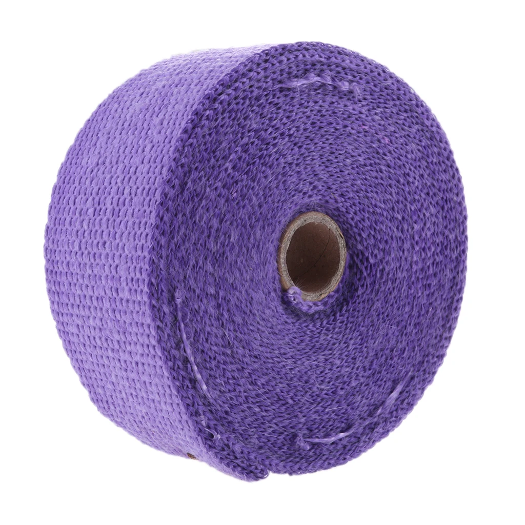 2 Inch x 32 Feet Exhaust Header Wrap Kit Heat Shield Tape for Motorcycle Motorbike Cars, Purple