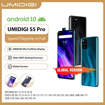 Перейти на Алиэкспресс и купить Смартфон UMIDIGI S5 Pro Helio G90T игровой Процессор 6 ГБ 256 ГБ FHD + AMOLED Встроенный экран сканер отпечатков пальцев всплывающая селфи камера