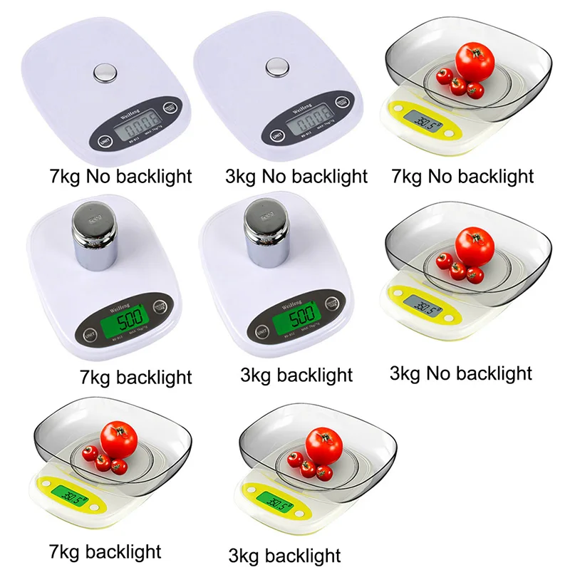 Urijk 7 кг/1 г 3 кг/0,1 г портативные электронные продукты питания весы цифровые светодиодный кухонные весы с чашей для приготовления взвешивания Весы