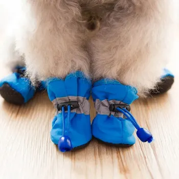 4 개/대 방수 겨울 따뜻한 애완견 개 신발 Anti-slip 비 눈 부츠 작은 고양이에 대 한 두꺼운 강아지 치와와 양말 부티
