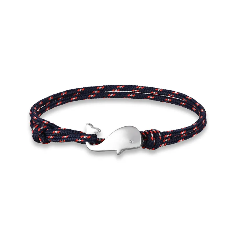 Bracelet noir pour homme "Moby" en corde fermoir baleine