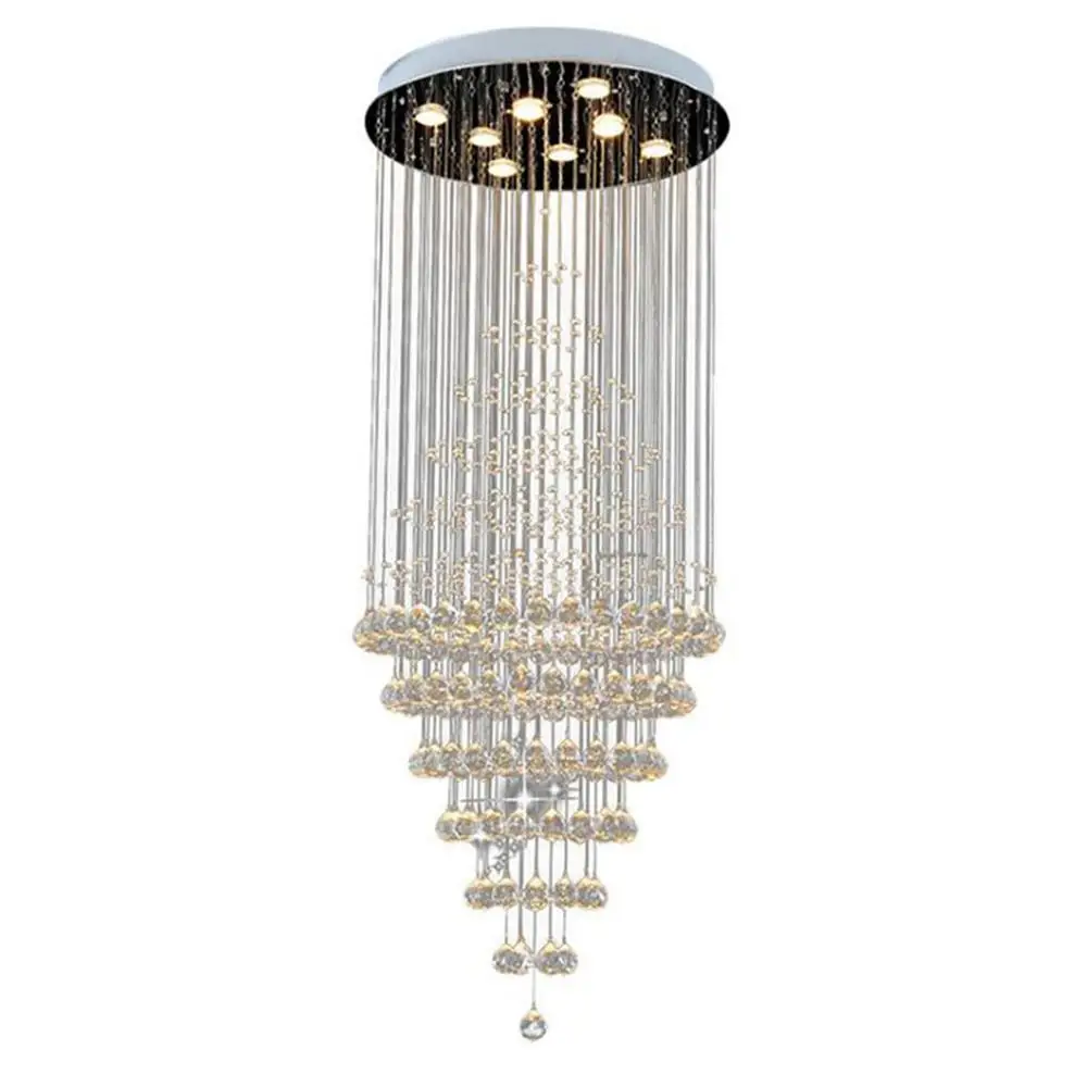 

D50*H100cm Modern Circle Ceiling Base Art Deco stair lighting restaurant living room chandelier Crystal Hanging stairs lustres