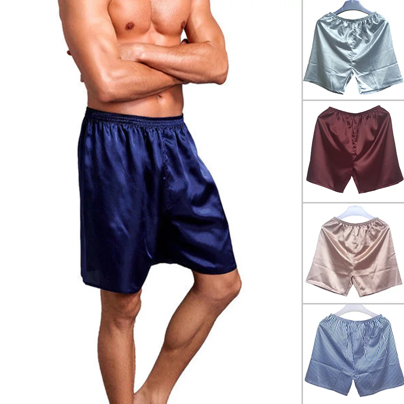 cotton pajamas for men New Men' S Loose Pajamas Comfortable Sleepwear Underwear Satin Boxers Shorts Nightwear Shorts Home Pants men's cotton pajama pants with pockets