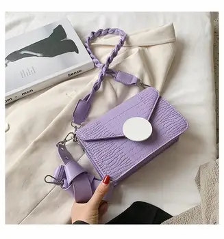 

Fashion Alligator Women Shoulder Bag Weave Strap Crocodile Pattern Crossbody Bags For Women 2020 Small Square Women's Bag Flap