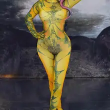 Комбинезон на Хэллоуин, ящерица, животный узор, для женщин, певица, одежда танцора, наряд для сцены, выпускного, для женщин, косплей, Стрейчевые костюмы, DJ