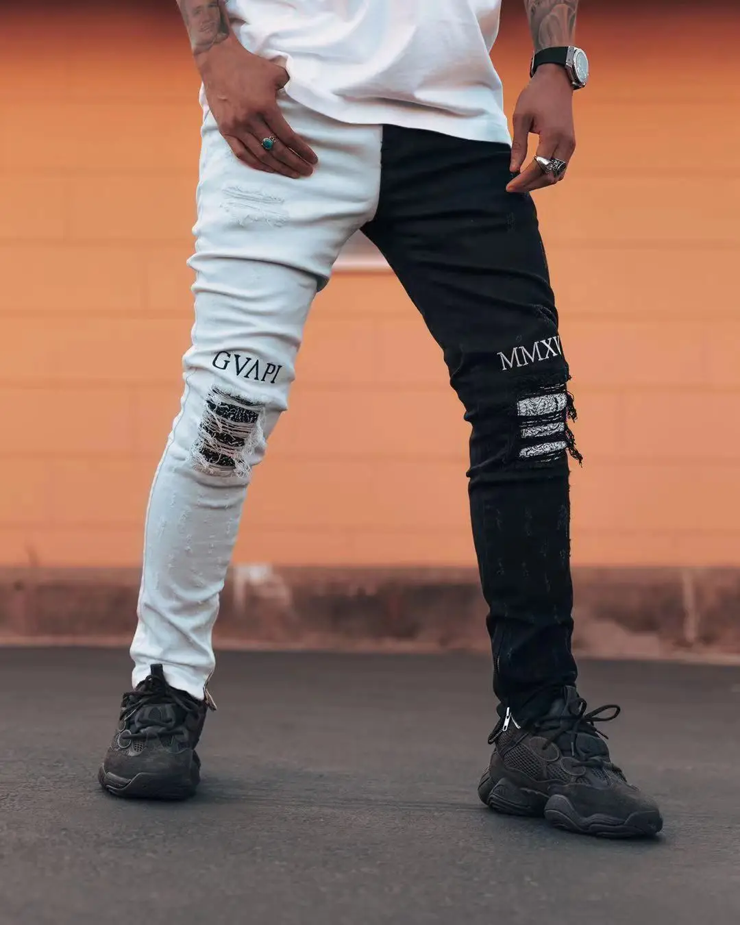 GUAPI GVAPI MMXV FUSION DENIM GHOST WHITE FUSION Брендовые мужские джинсы мужские узкие джинсы брюки