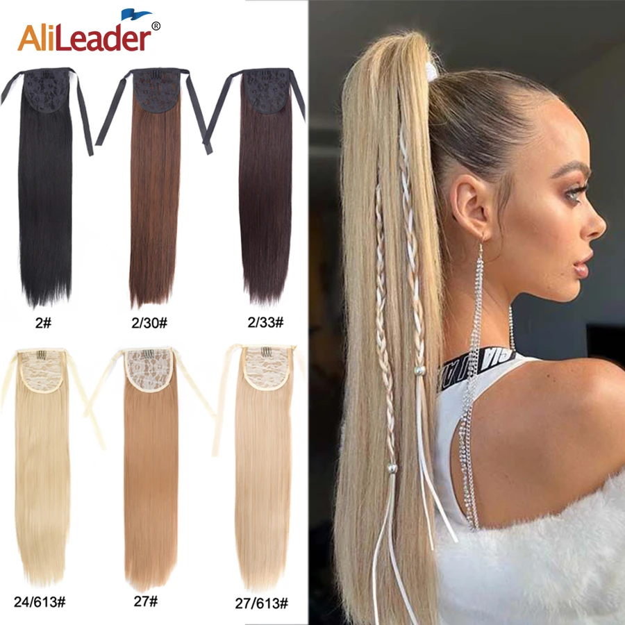 Alileader 20 дюймов Длинные прямые Конские хвосты синтетический конский хвост