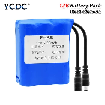 

12V 6000mAh Li-ion 18650 Battery Pack (6x 18650 Lithium Cells ) Rechargeable With 5.5x2.1mm DC Plug For RC Model DIY Power Bank