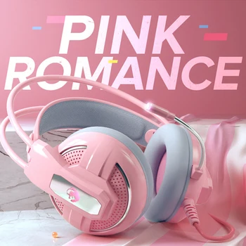 

Pink Headphone Headset Girl Cute Mobile Computer Notebook Game Headset Girl With Microphone For PS4 PC Computer PC 3.5mm