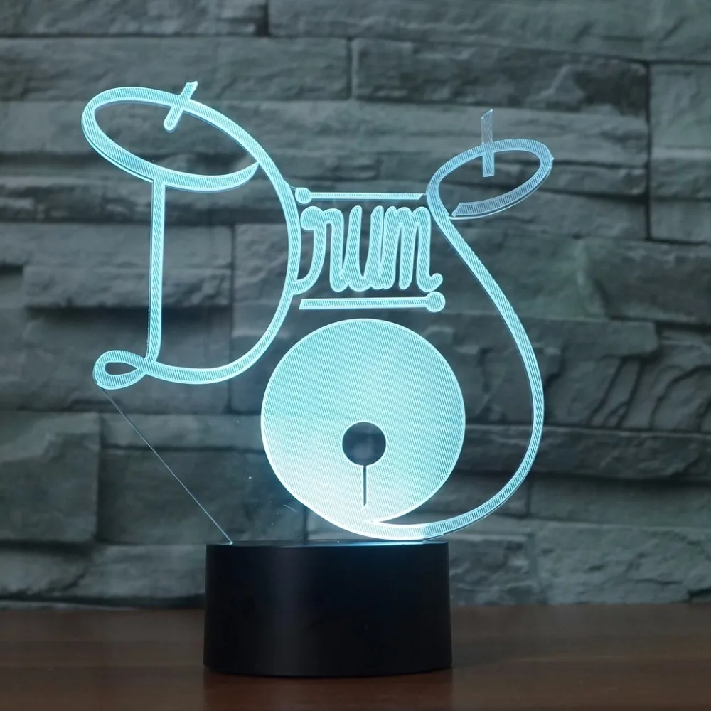 

3D LED Night Light Drum Set 7 Color Change Baby Night Light 3D Table Lamp 3D Illusion Bulbing Night Lamp 7 Colors Changing Gift