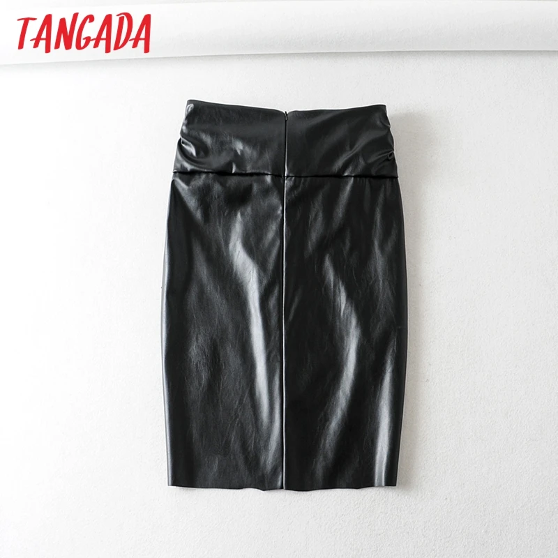 Tangada, Женская шикарная юбка-карандаш из искусственной кожи, с бантом спереди, винтажная,, женские, стильные, миди юбки, mujer 6A317