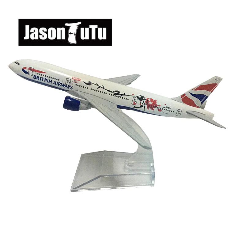 JASON TUTU 16cm British Airways Boeing 777 Airplane Model Plane Model Aircraft Diecast Metal 1/400 Scale Planes Drop shipping jason tutu 20cm canada boeing 787 airplane model plane model aircraft diecast metal 1 300 scale planes factory drop shipping