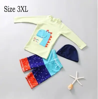dinosaur 3XL Детский купальный костюм с рисунком акулы и рыбы; детский купальный костюм для серфинга с защитой от ультрафиолета; пляжный купальный костюм; топы с длинными рукавами и рисунком динозавра для серфинга - Цвет: dinosaur 3XL