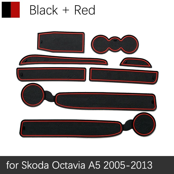 Противоскользящие резиновые чашки подушки Салонные подложки для Skoda Octavia A5 MK2 1Z 2003~ 2013 2005 2006 2008 2012 аксессуары наклейки для автомобиля - Название цвета: Красный