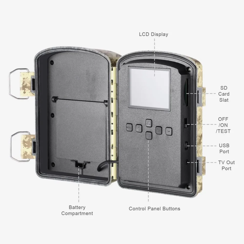 LESHP 12MP цифровая камера для охоты и игр с объективом для камеры 60 градусов 2," ЖК-экран скаутинг камера наблюдения IP65