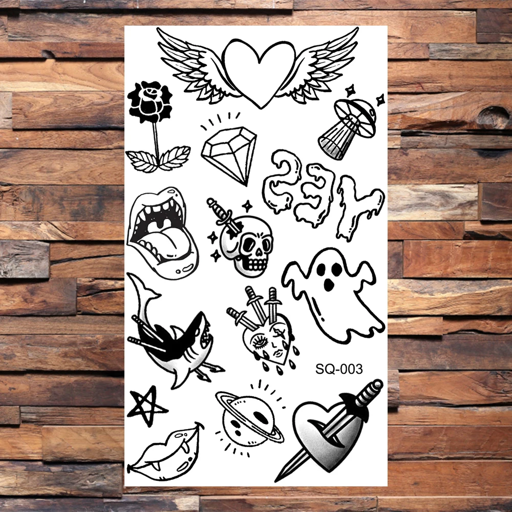 Skull Anchor Halloween Temporary Tattoos For Adults Children
