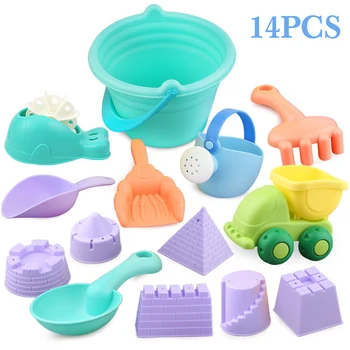 

Soft Silicone Beach Toy For Children Bucket Tool Rake Hourglass Outdoor Play Sand Tool Set Kids Baby Bath Toy