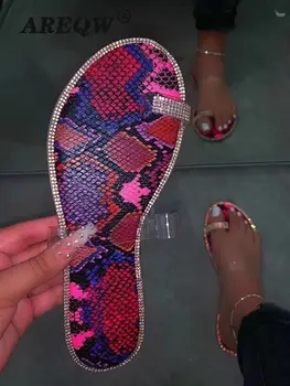 

2020 Spring and Summer New Clip-toe Rhinestone Slippers Pattern Solid Color Bright Sandals
