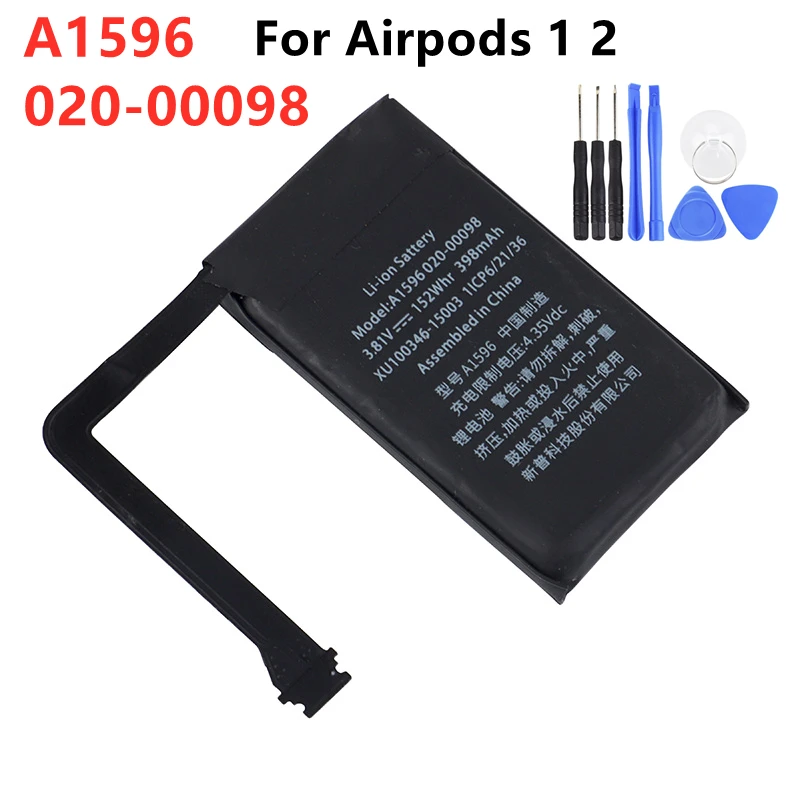 New Original Battery 398mAh A1596 020-00098 for Airpods 1 2 1st 2nd Wireless Charge Batteries + Free Tools | Мобильные телефоны и
