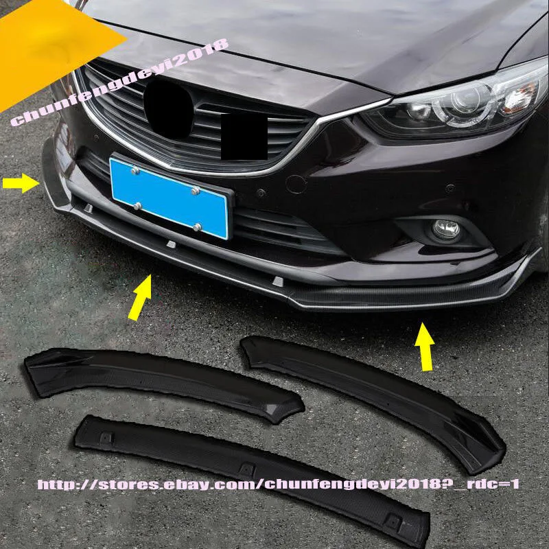 Модификация автомобиля автомобильные аксессуары 3 шт. карбоновый узор передний бампер губы подходят для Mazda Atenza