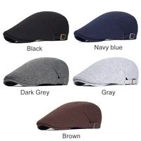 Cotton Adjustable Newsboy Caps Men Woman Casual Beret Flat Ivy Cap Soft Solid Color Driving Cabbie Hat Unisex Black Gray Hats 4