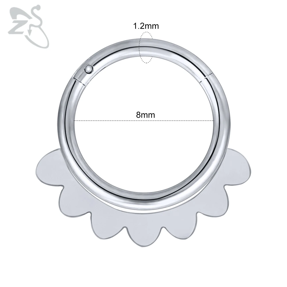 ZS, 1 шт., 16 г, 316L, нержавеющая сталь, Кристальное кольцо для носа, кликеры, перегородка, кольца круглой формы, спираль, ушной хрящ, пирсинг, ювелирные изделия - Окраска металла: B-8