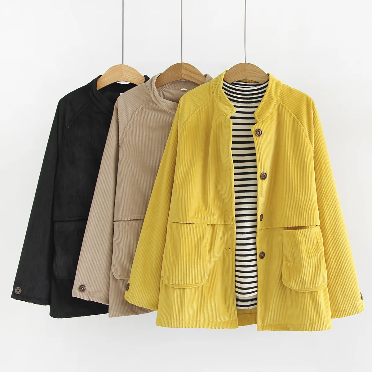 

Japanese-style Mori Girl Line Casual Loose-Fit Corduroy Solid Color Loose-Fit Long Sleeve Jacket Student Coat