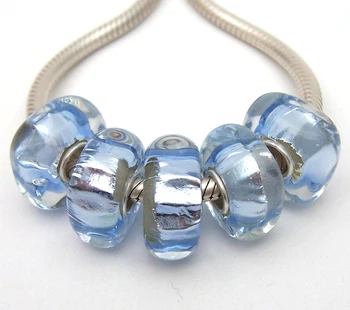 

JGWGT 2003 5X 100% Authenticity S925 Sterling Silver Beads Murano Glass beads Fit European Charms Bracelet diy jewelry Lampwork