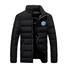 

Men's pure color printed men's stand-up collar coat New autumn and winter men's casual down cotton-padded jacket