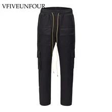 VFIVEUNFOUR винтажные Лоскутные накладные карманы шаровары мужские повседневные брюки для бега Harajuku уличная карго Брюки