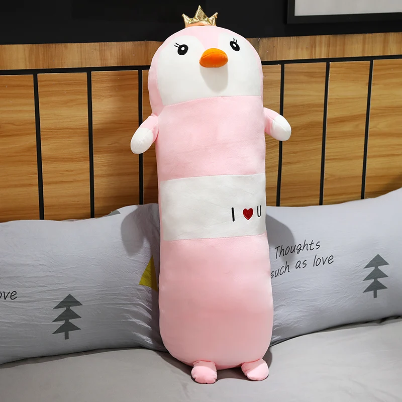 pink penguin Мультяшные животные плюшевая игрушка длинная мягкая кошка кролик корги собака подушка в виде пингвина спящий компаньон Игрушки для девочек Рождественский подарок - Цвет: pink penguin