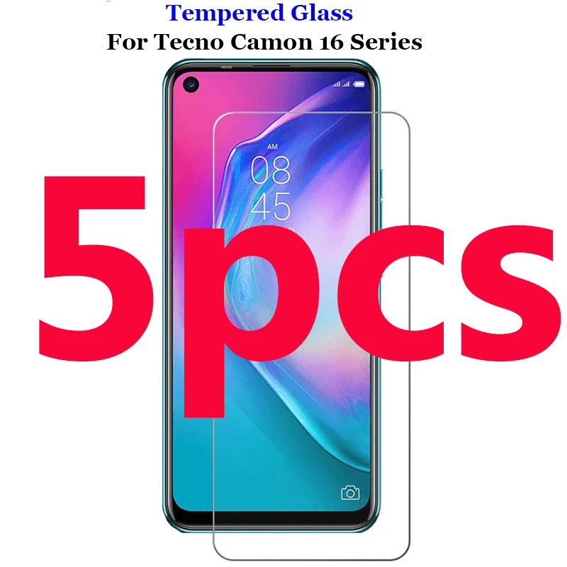 

5PCS 9H For Tecno Camon 16 Pro Tempered Glass Protective HD On Camon 16 S 16 Premier Screen Protector Glass Film phone Cover