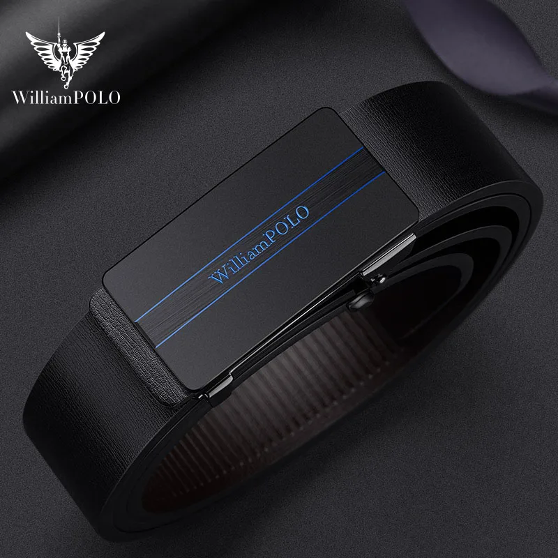 WILLIAMPOLO New men's leather belts automatically buckle youth leisure business wild trend leather belts