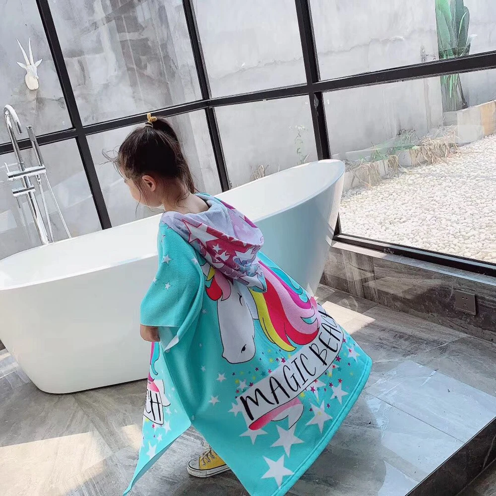 Unicorn Cartoon Hooded Bathrobe