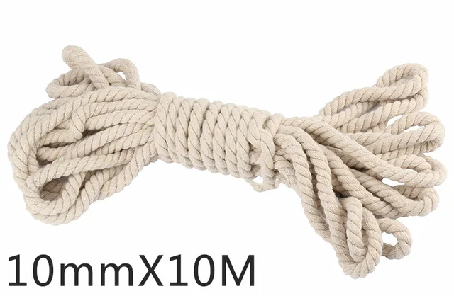 Meetee 5-20mm 3 Shares Twisted 100% Cotton Cords for Bag Decoration Rope DIY Home Textile Tied Ropes Sewing Accessories KY338 Beige-10mm-10Meters