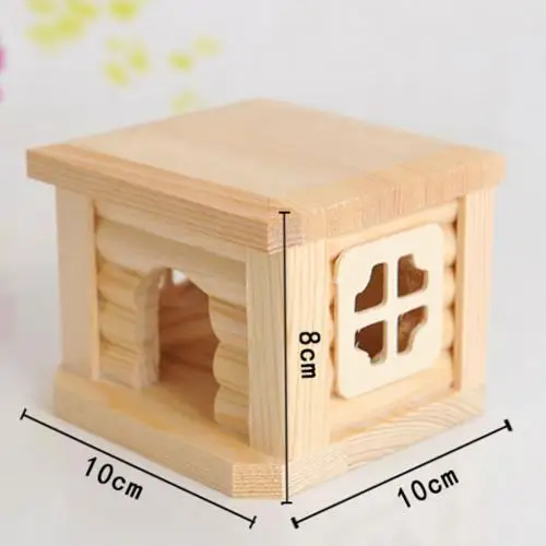 1 шт натуральный деревянный домик хомяк дом плоская крыша домашнее животное играющая игрушечная клетка орнамент - Цвет: Wood Color