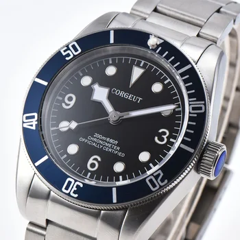 

Corgeut 41mm Automatic Mechanical Men Watch Luminous Swim Sapphire Glass Schwarz Bay Luxury Brand Military Diver WristWatch Men