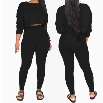 

Autumn Women's Long Sleeve Sweatshirts Pencil Pants With Pocket Suit Two Pieces Set Sporting Tracksuit Outfit