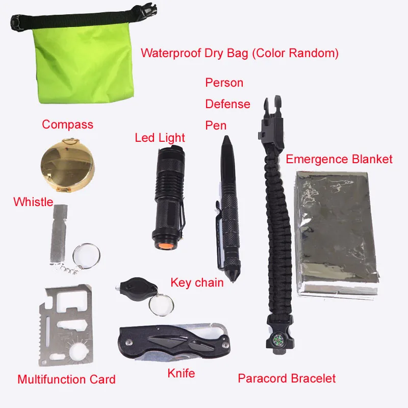 Survive набор первой помощи для выживания на открытом воздухе мульти инструменты SOS EDC для самообороны аварийный набор для кемпинга и путешествий пешего туризма