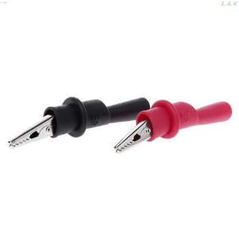 

2pcs New Insulated MultiMeter Test Lead Meter Alligator Clip Crocodile Clamp Probe Red + Black For Test Tool Accessory L29K