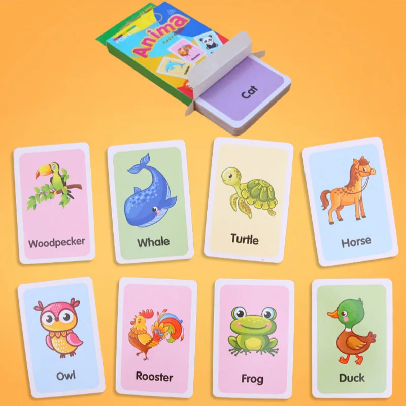 Tarjeta cognitiva en forma de Animal para niños, 36 Uds., enseñanza de Color Animal, tarjetas de aprendizaje en inglés, juguetes educativos, materiales Montessori, regalo