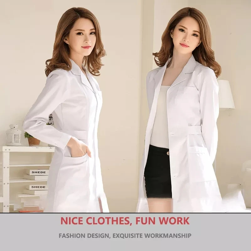 Unisex white coat Lab Coat Hospital Doctor Slim nurse uniform spa uniform nursing scrubs medical uniforms women