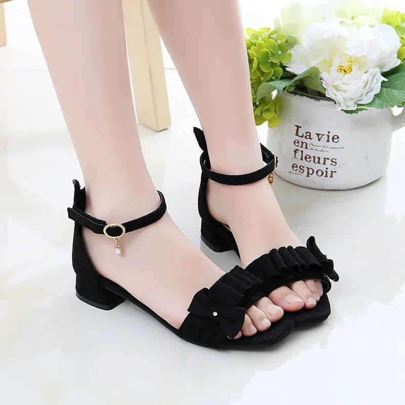 Sandalias de tacón alto para niñas pequeñas, zapatos de princesa para niñas de mediana edad, sandalias para niños, zapatos de baile|Sandalias| -