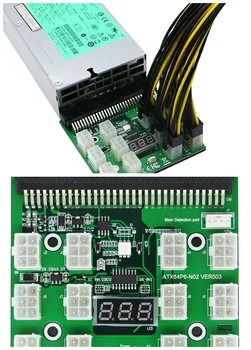 

1200W/750W Breakout Board W Button for HP PSU GPU Mining Ethereum With 12Pcs 8P Cable DU55