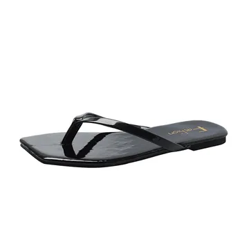 

Fashion 2020 Summer Women Slipper flip flops Bath Flat Simple Clip Toe Square Head Sandals Beach Walking Slippers Shoes #4.6