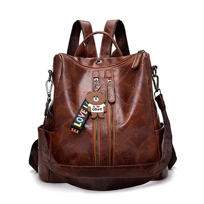 Новые рюкзаки для женщин высококачественный Молодежный кожаный рюкзак для девочек-подростков модная женская школьная сумка через плечо Mochila - Цвет: brown