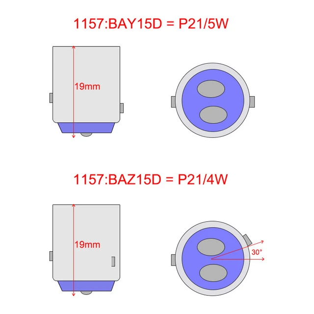 2x 1157 Bay15d 7225 Baz15d P21/4w P21w/5w Red/white With Sharp